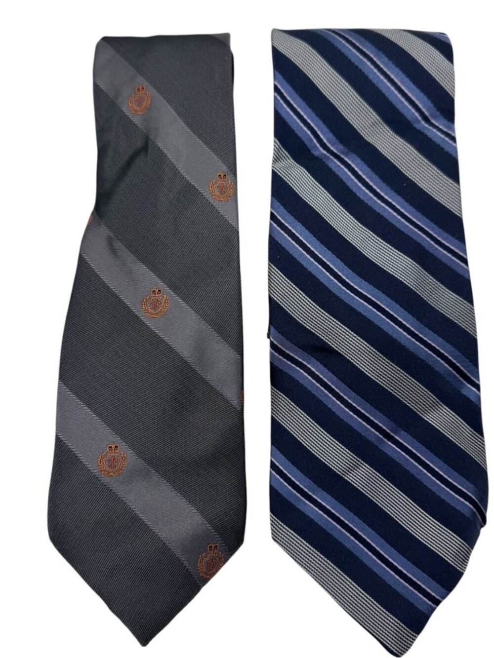 DKNY 100% Silk Neck Tie Lot of 2 Stripes Business Office Classic Blue Grey USA